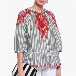 Kate Spade Broome Street blouse women’s small black white embroidered EUC